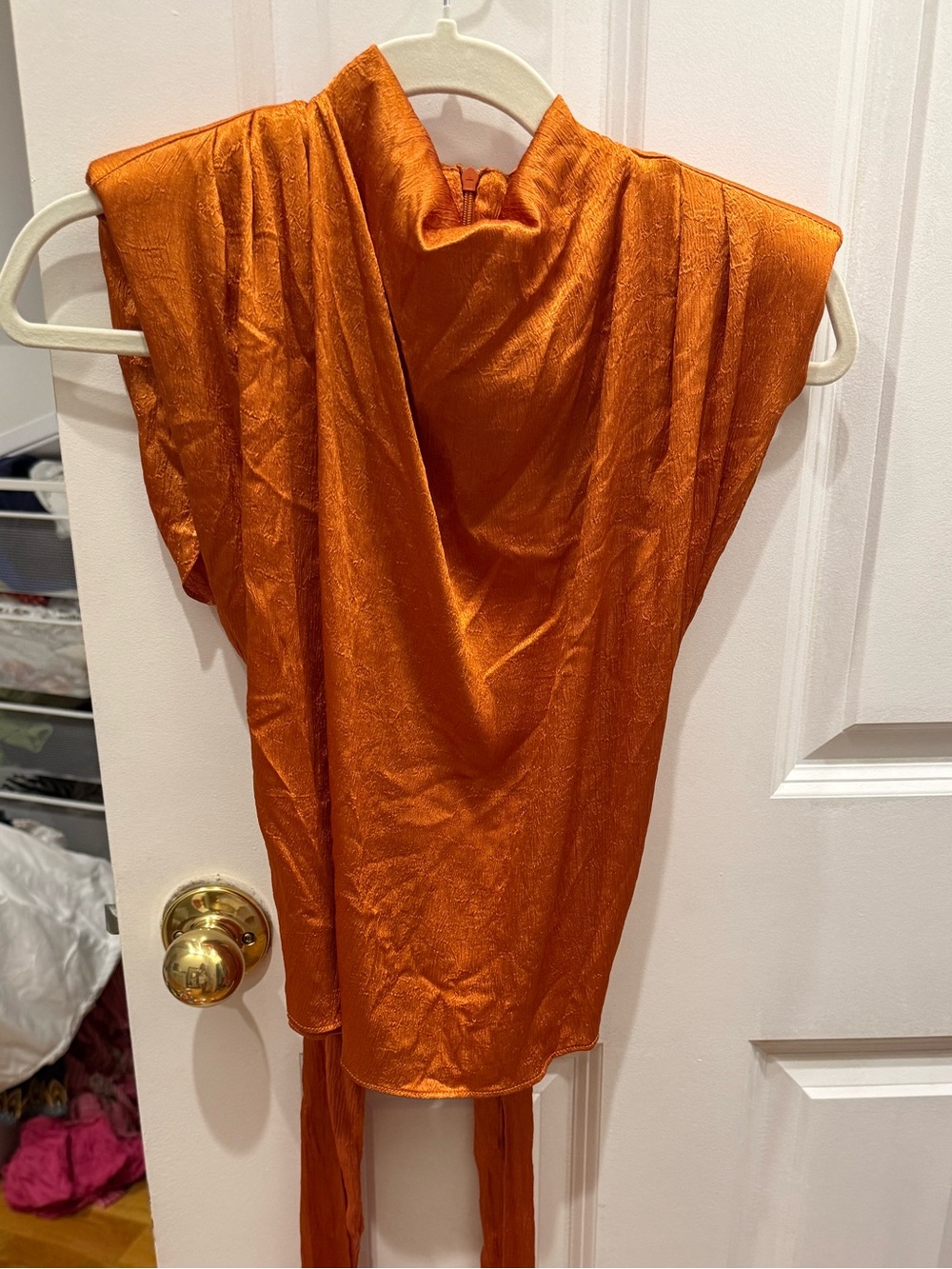 M Orange Draped Top with Extended Ties. Zara